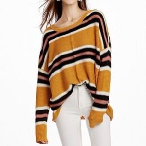 Free for all Striped Mustard scoop neck Sweater!!